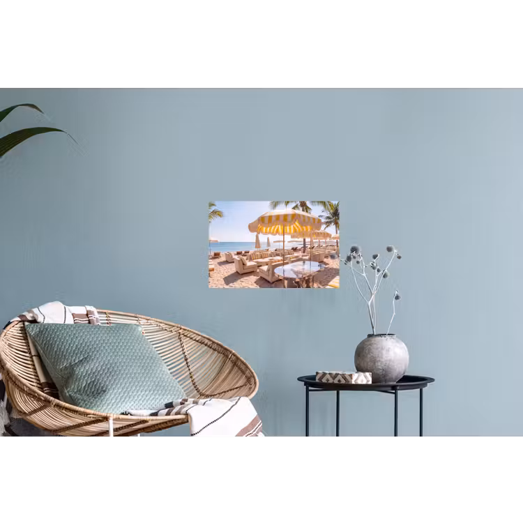 Strand - Ligbedden - Vakantie - Modern - Geel Muursticker klein -plant