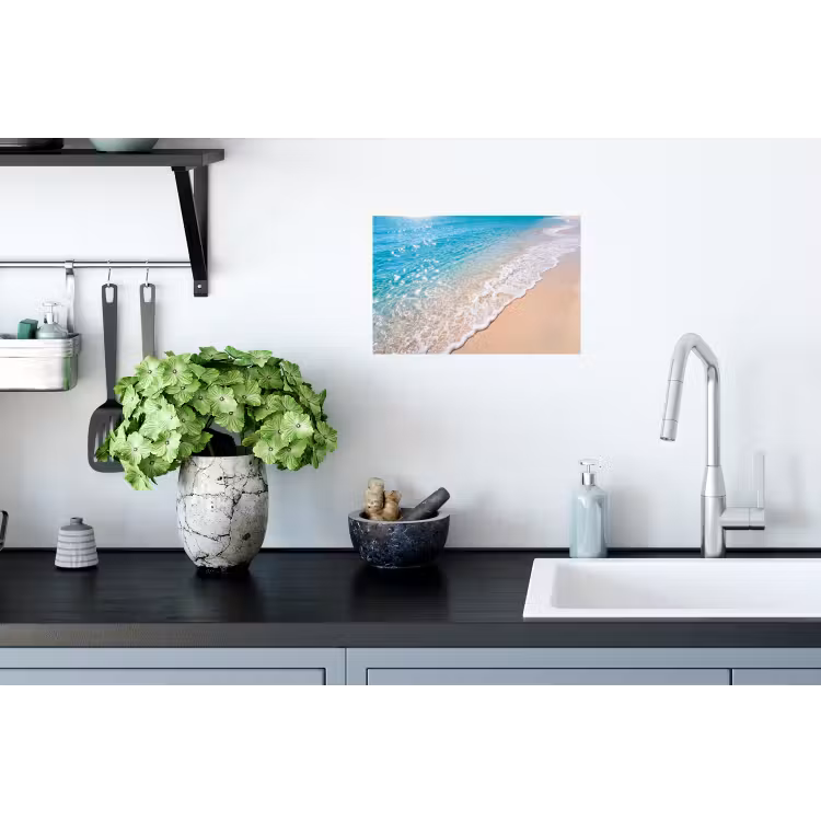 Strand - Water - Natuur - Blauw - Beige Muursticker klein -keuken