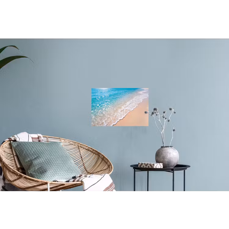 Strand - Water - Natuur - Blauw - Beige Muursticker klein -plant