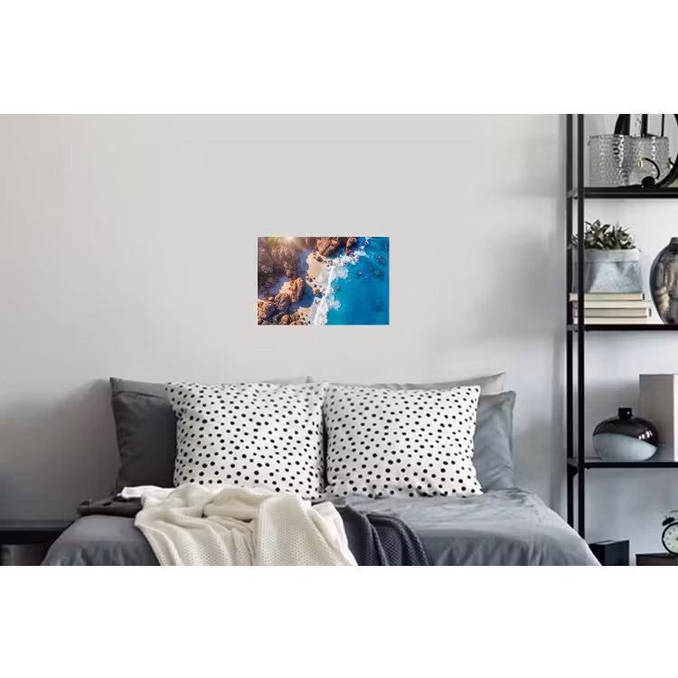 Strand - Zee - Rotsen - Natuur - Blauw Muursticker klein -slaapkamer