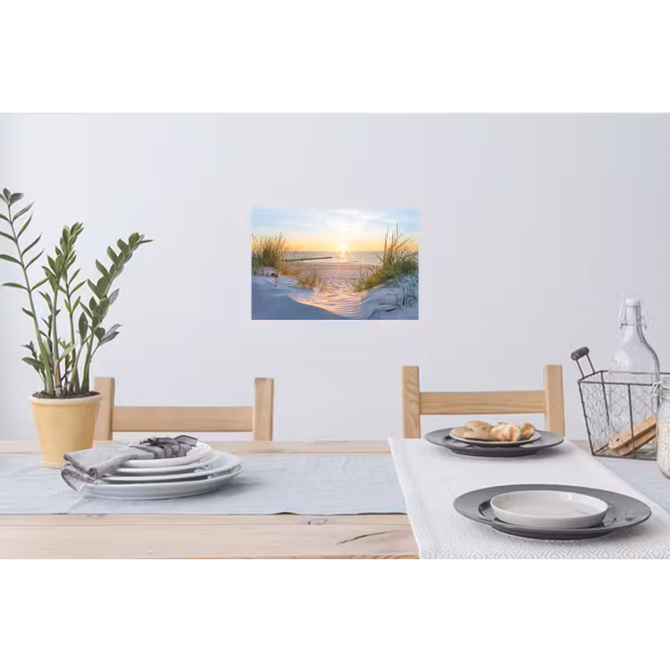 Strand - Zon - Duin - Gras - Zand - Horizon Muursticker klein -eettafel
