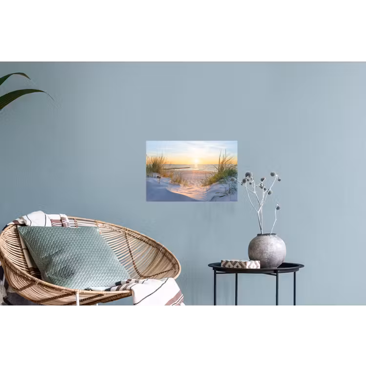 Strand - Zon - Duin - Gras - Zand - Horizon Muursticker klein -plant