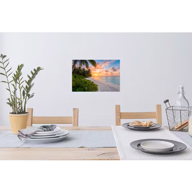 Strand - Zonsondergang - Palmbomen - Tropisch - Natuur Muursticker klein -eettafel
