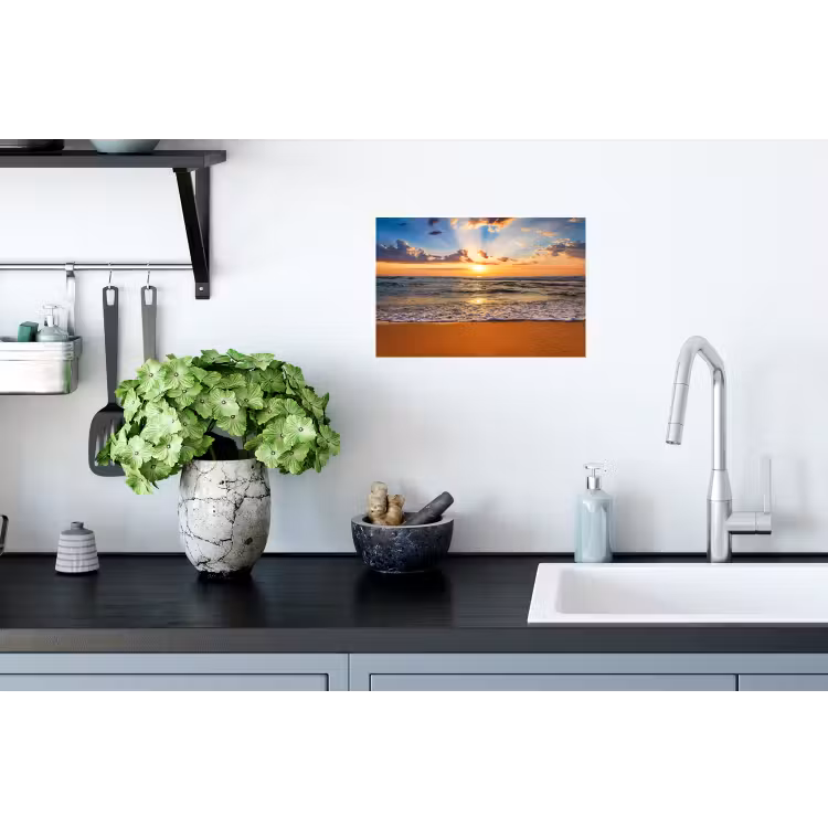 Strand - Zonsondergang - Zee - Wolken - Horizon Muursticker klein -keuken