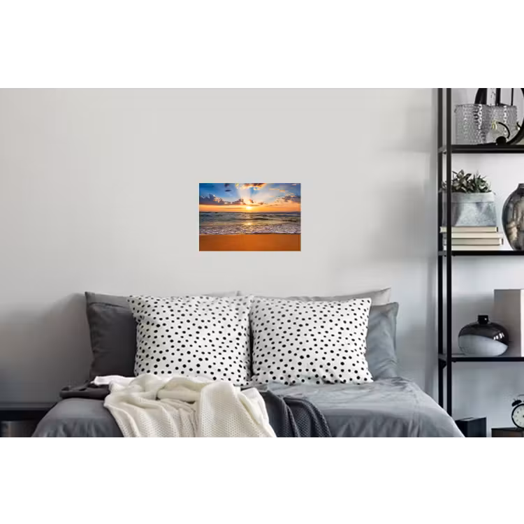 Strand - Zonsondergang - Zee - Wolken - Horizon Muursticker klein -slaapkamer