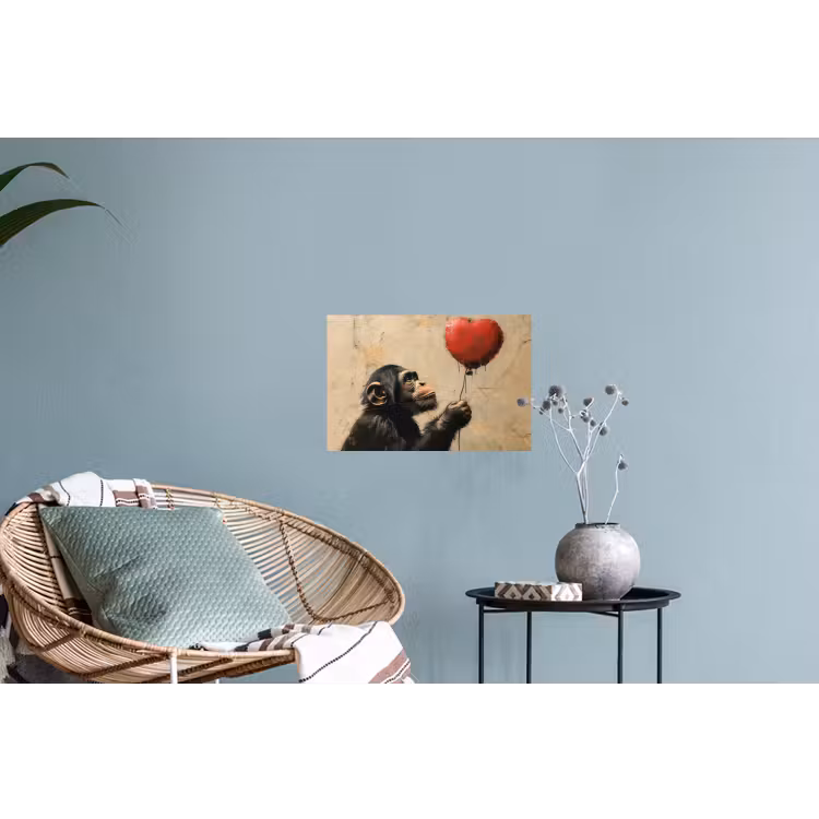 Street art - Chimpansee - Ballon - Graffiti - Banksy Muursticker klein -plant