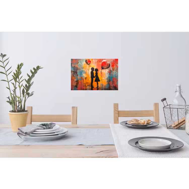 Street art - Liefde - Graffiti - Kunst - Banksy Muursticker klein -eettafel
