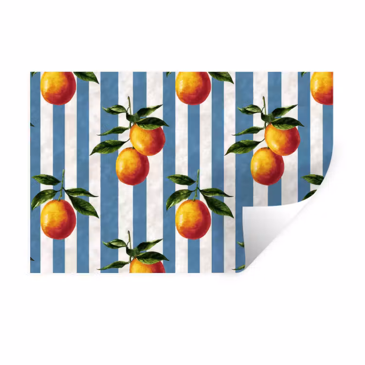 Strepen - Citroen - Blauw Muursticker klein 286 -3d
