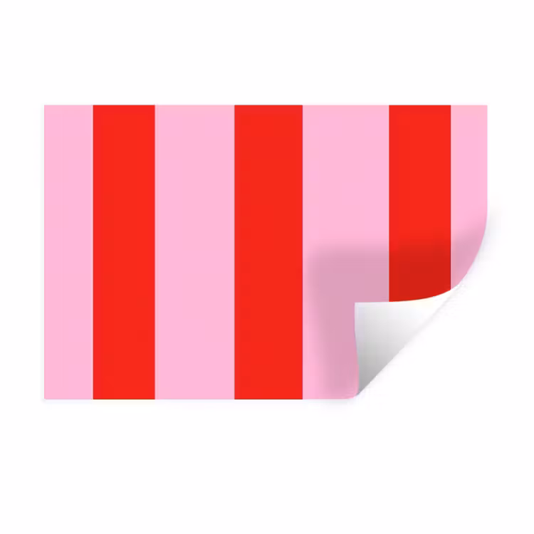Strepen - Klassiek - Roze Muursticker klein 286 -3d