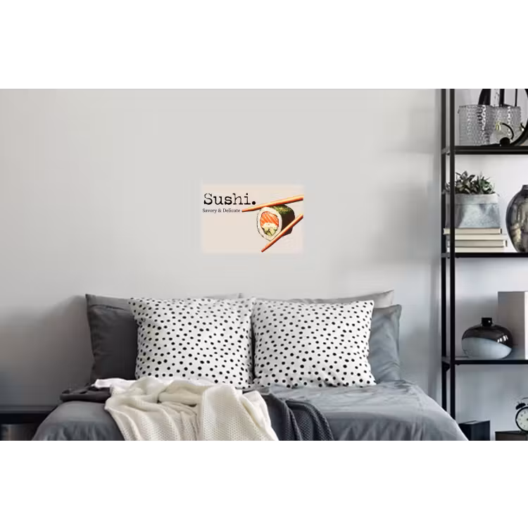 Sushi - Zalm - Rijst - Japans Muursticker klein -slaapkamer