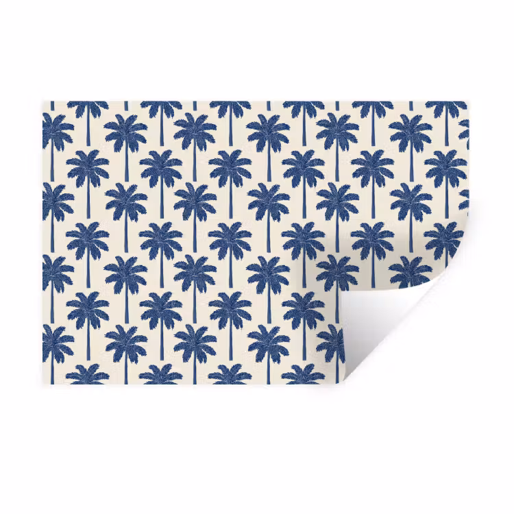 Symmetrisch - Palm - Blauw Muursticker klein 286 -3d