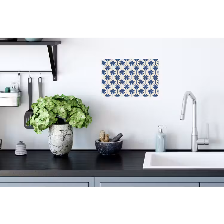 Symmetrisch - Palm - Blauw Muursticker klein 286 -keuken