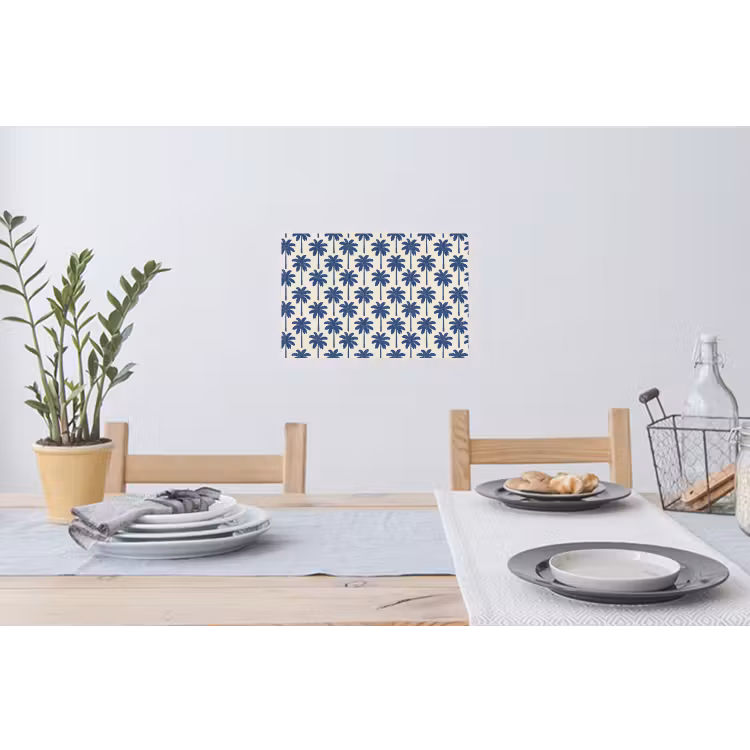 Symmetrisch - Palm - Blauw Muursticker klein 286 -eettafel