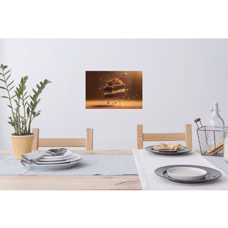 Taart - Chocolade - Eten - Brownie Muursticker klein -eettafel