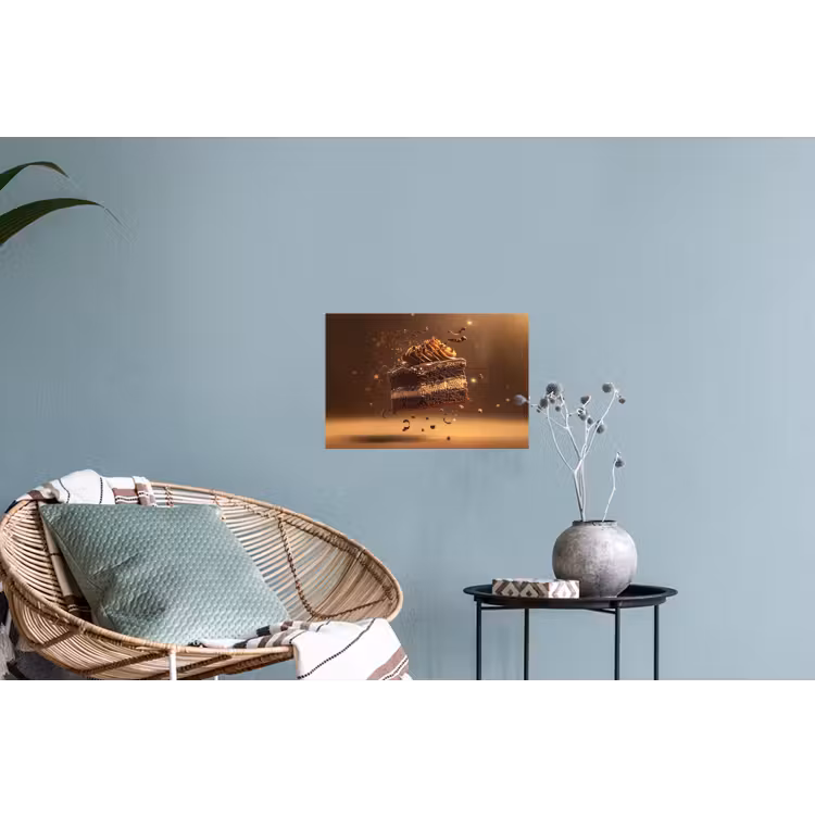 Taart - Chocolade - Eten - Brownie Muursticker klein -plant