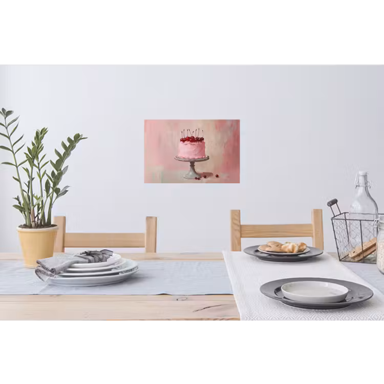 Taart - Pink - Cherry Muursticker klein -eettafel