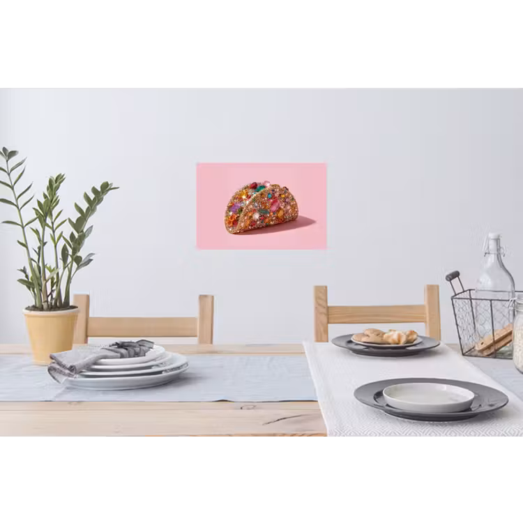 Taco - Kleurrijk - Edelstenen - Goud Muursticker klein -eettafel