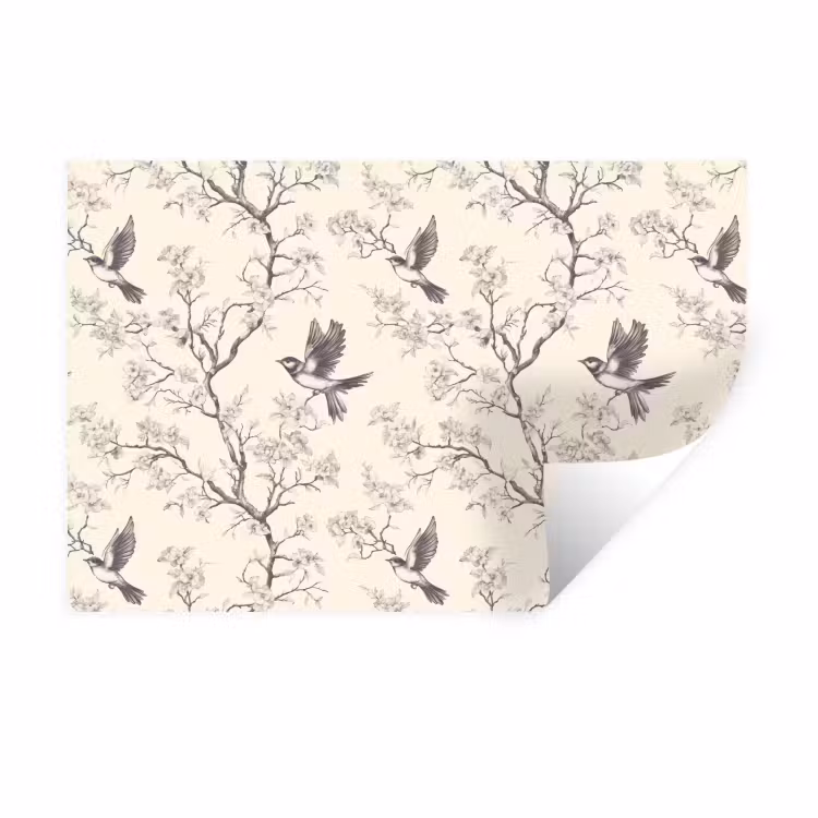 Takken - Vogels - Beige Muursticker klein 286 -3d