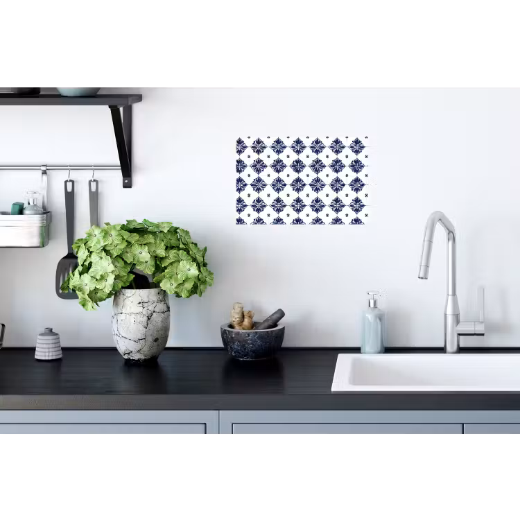 Tegelmotief - Blauw - Wit - Bloem Muursticker klein 286 -keuken