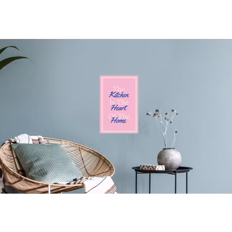Tekst - Blauw - Keuken - Kader Muursticker klein -plant