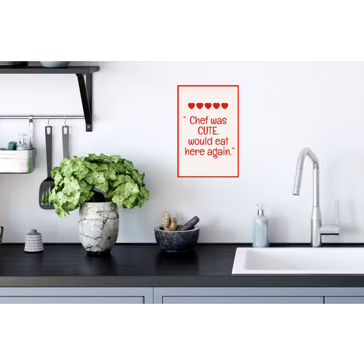 Tekst - Rood - Hartjes Muursticker klein -keuken