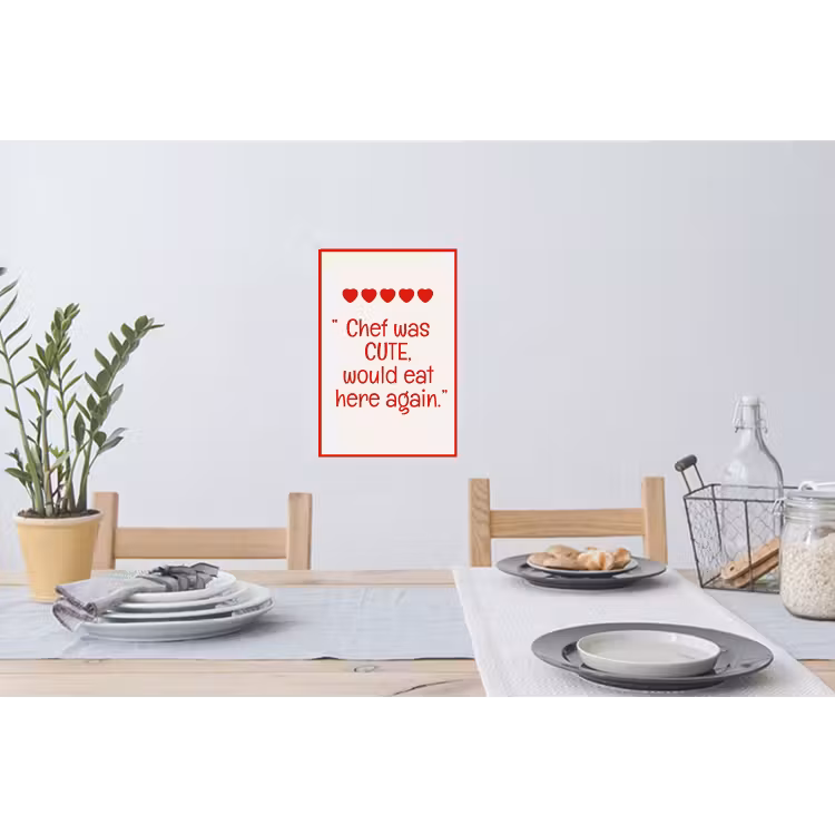 Tekst - Rood - Hartjes Muursticker klein -eettafel