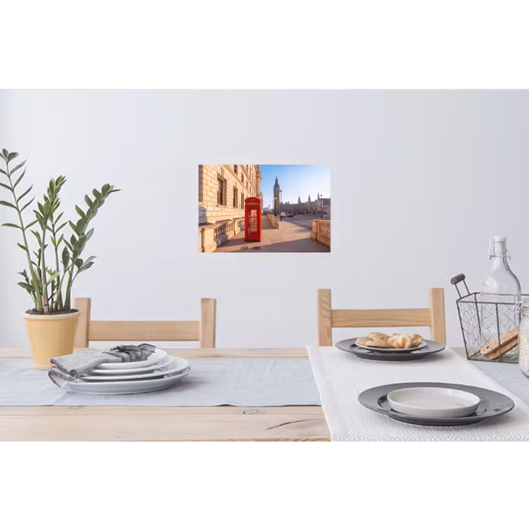 Telefooncel - Rood - Londen - Stad - Architectuur Muursticker klein -eettafel