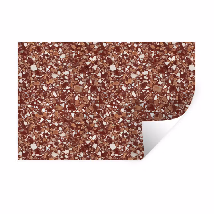 Terrazzo - Patroon - Steentextuur - Roodbruin Muursticker klein 286 -3d