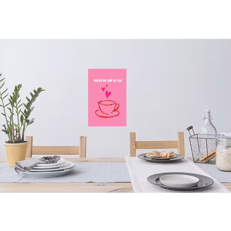 Thee - Roze - Valentijn - Tekst Muursticker klein -eettafel