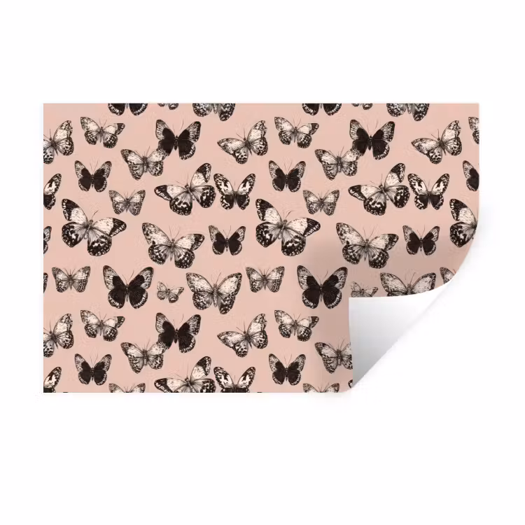 Tijdloos - Vlinders - Perzik Muursticker klein 286 -3d