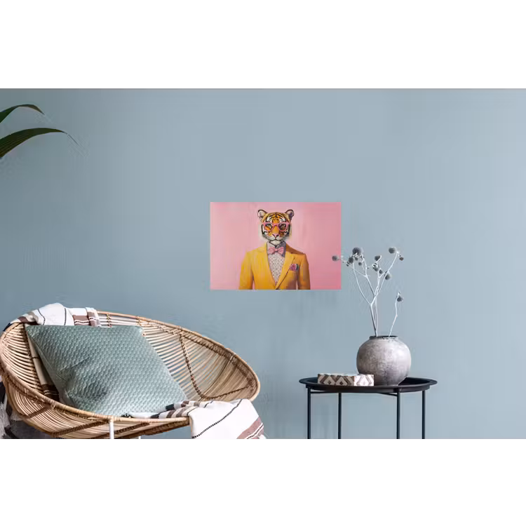 Tijger - Bril - Geel - Jasje Muursticker klein -plant