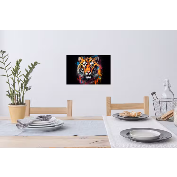 Tijger - Graffiti - Dieren - Zwart Muursticker klein -eettafel