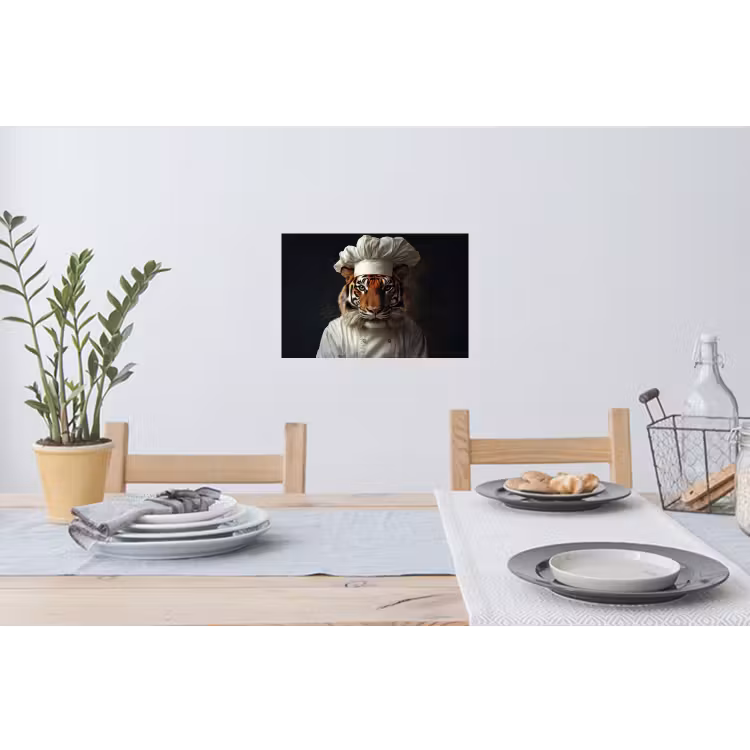 Tijger - Kokskleding - Bruin Muursticker klein -eettafel