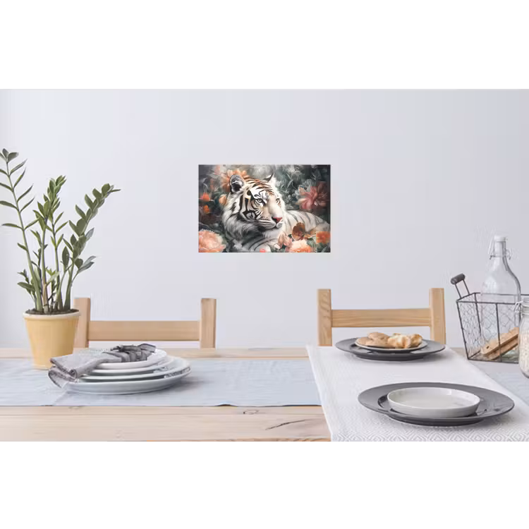 Tijger - Wilde dieren - Bloemen - Jungle Muursticker klein -eettafel
