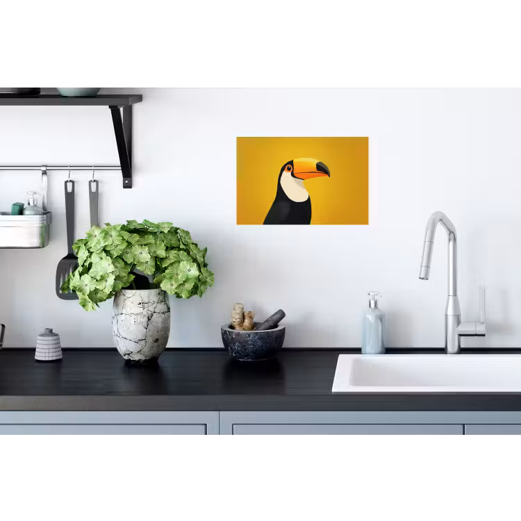 Toekan - Minimalistisch - Snavel - Oranje Muursticker klein -keuken