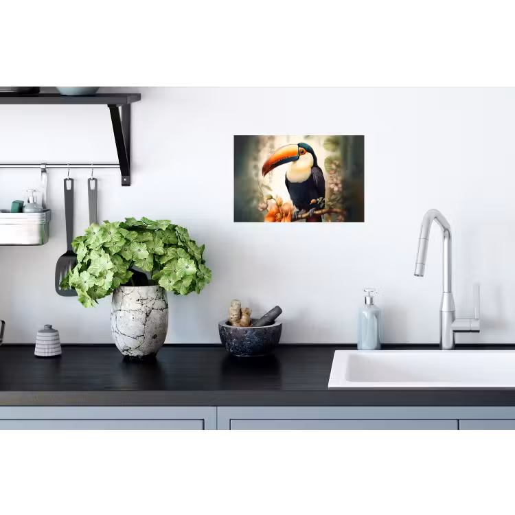Toekan - Vogel - Bloemen - Planten Muursticker klein -keuken