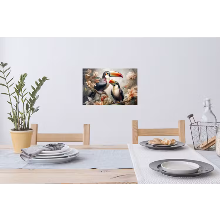 Toekan - Vogels - Bloemen - Jungle Muursticker klein -eettafel