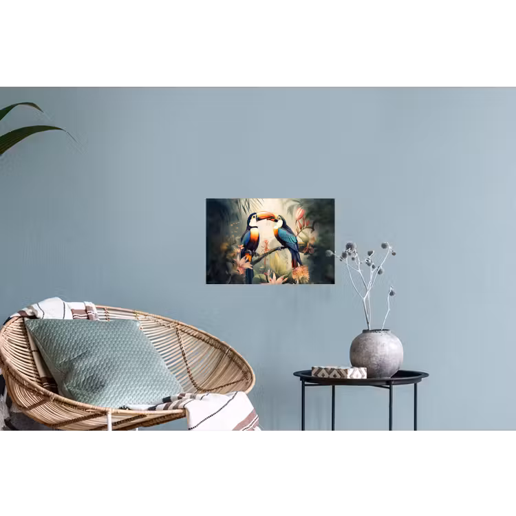 Toekan - Vogels - Bloemen - Natuur - Jungle Muursticker klein -plant