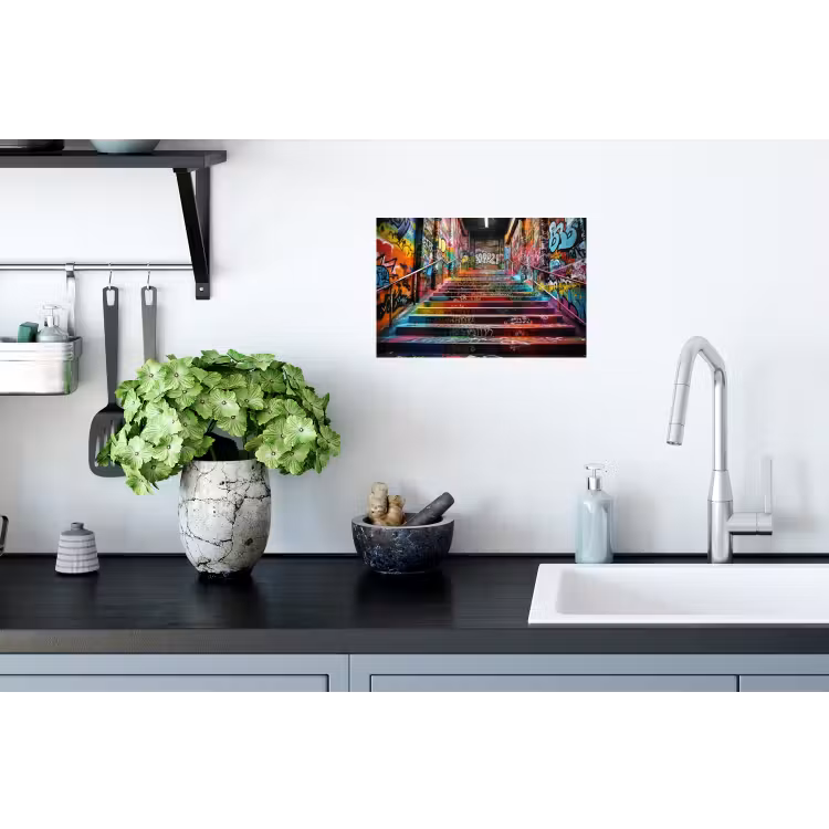 Trap - Graffiti - Kleuren - Kunst Muursticker klein -keuken