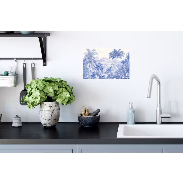Tropisch - Jungle - Blauw Muursticker klein -keuken