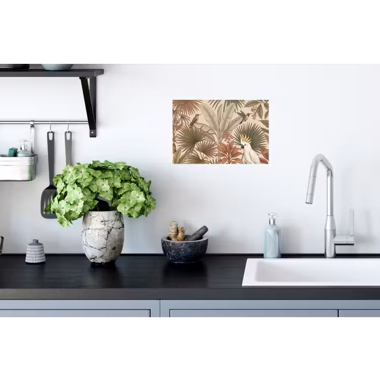 Tropisch - Vogels - Beige Muursticker klein -keuken