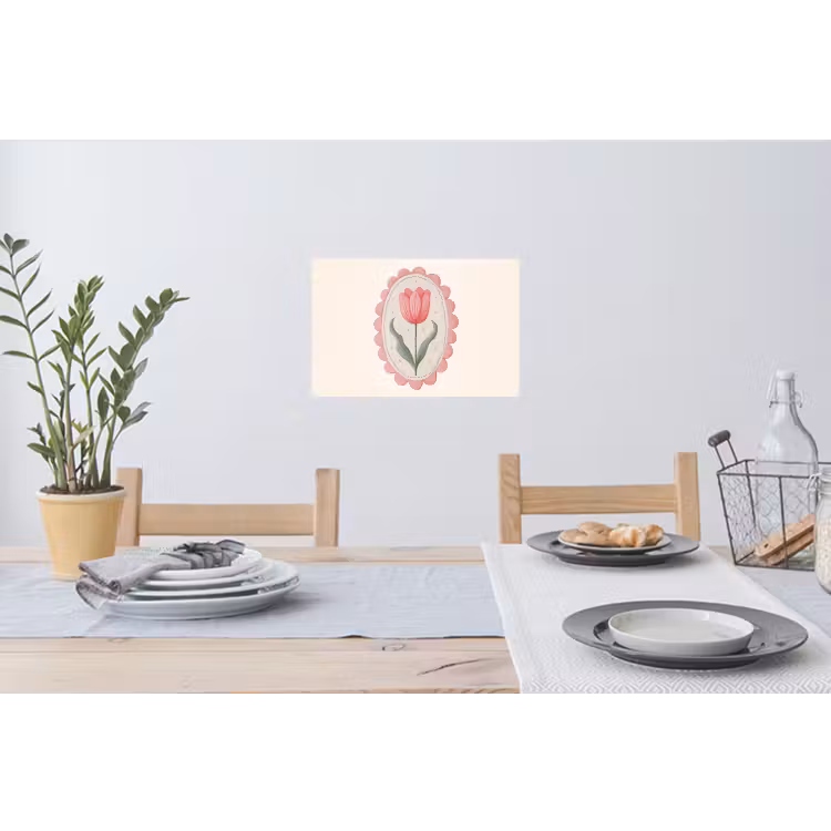 Tulp - Lijst - Ovaal - Illustratie Muursticker klein -eettafel
