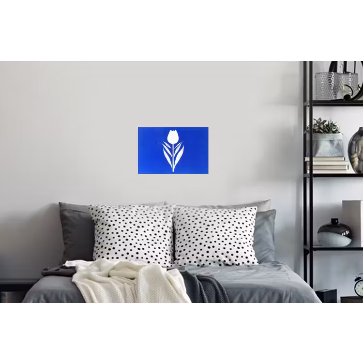 Tulp - Minimalistisch - Bladeren - Wit Muursticker klein -slaapkamer