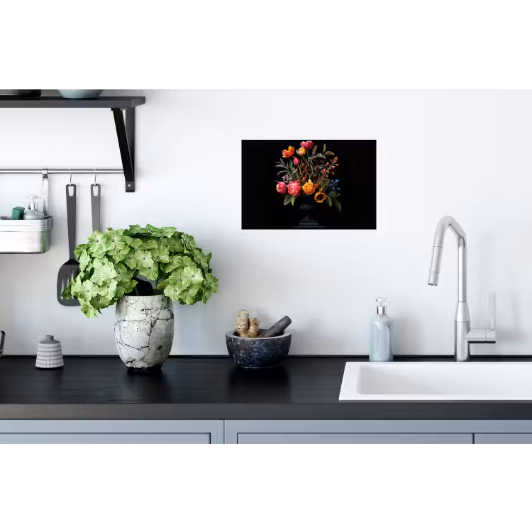 Tulpen - Bessen - Boeket - Vaas Muursticker klein -keuken