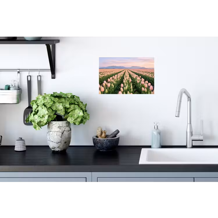 Tulpen - Landschap - Roze Muursticker klein -keuken