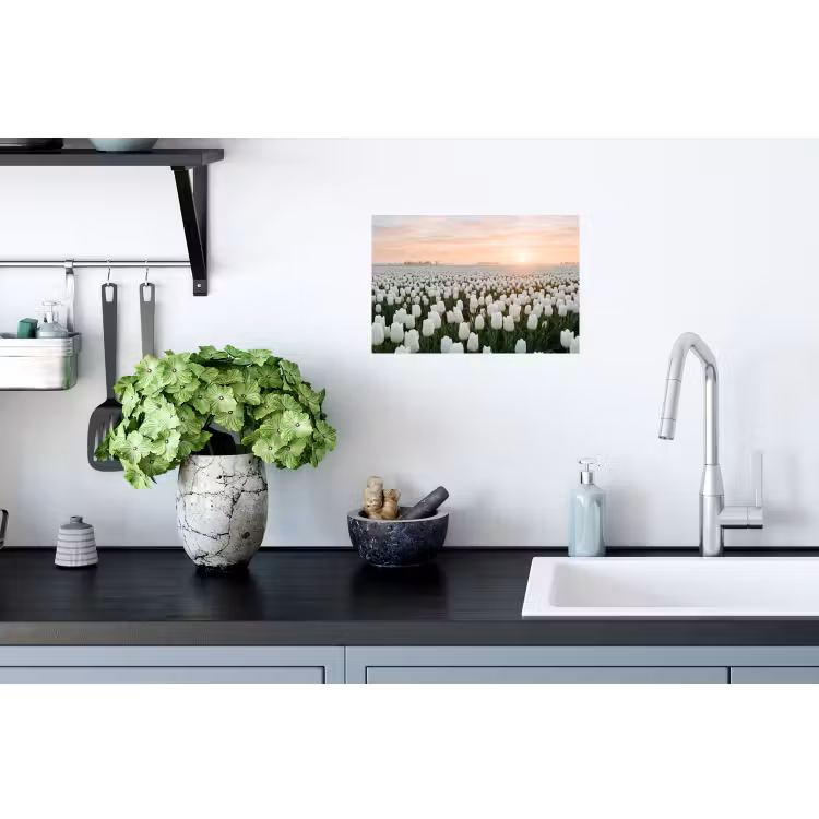 Tulpen - Landschap - Wit Muursticker klein -keuken