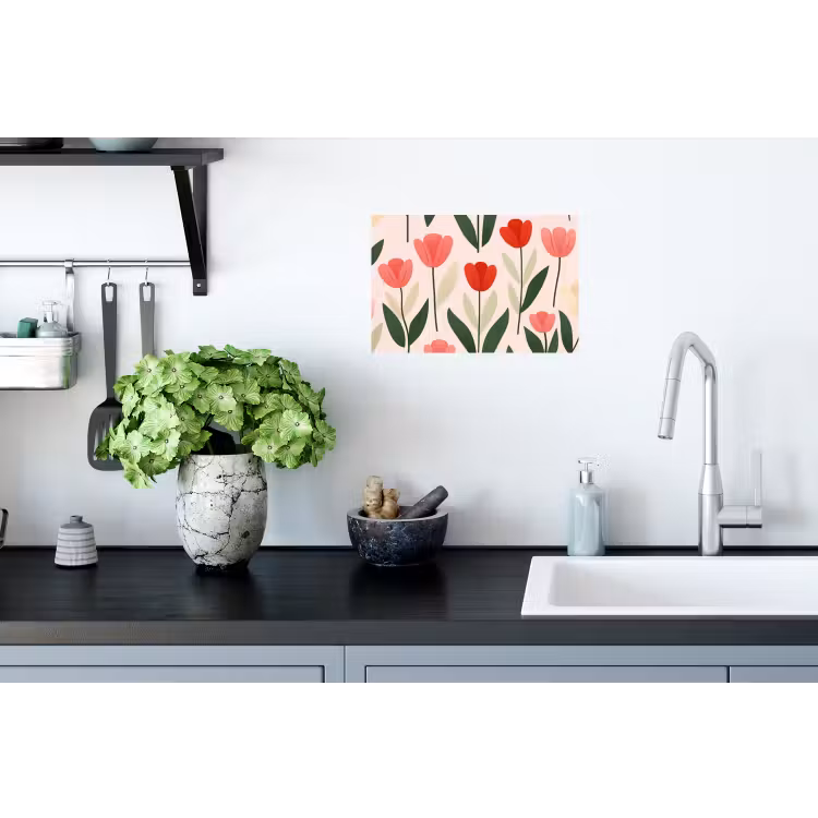 Tulpen - Modern - Roze Muursticker klein -keuken