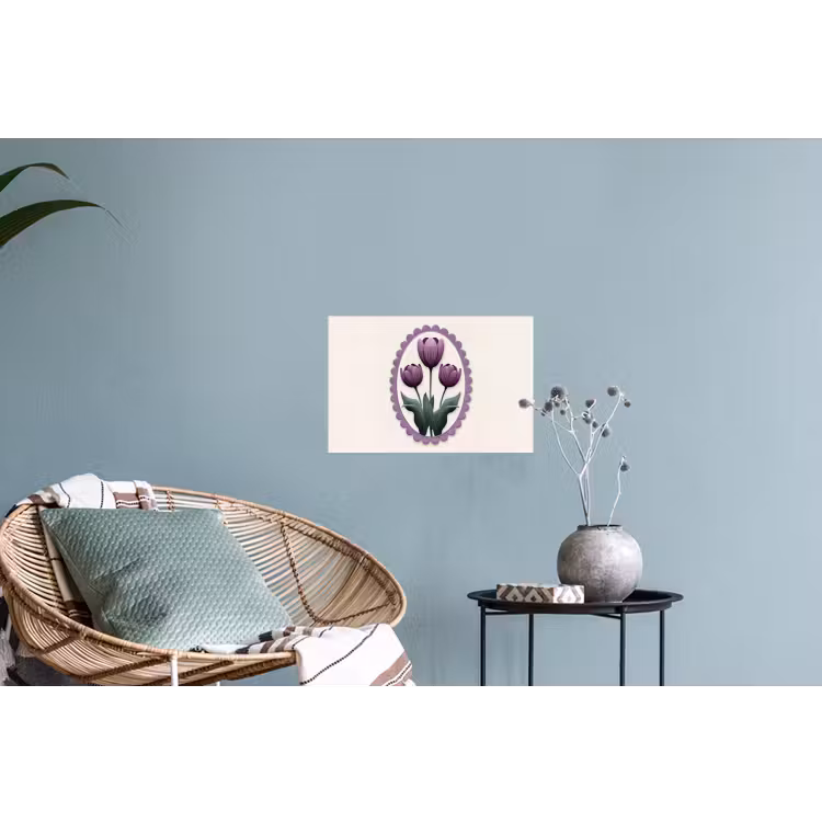 Tulpen - Paars - Lijst - Bladeren Muursticker klein -plant