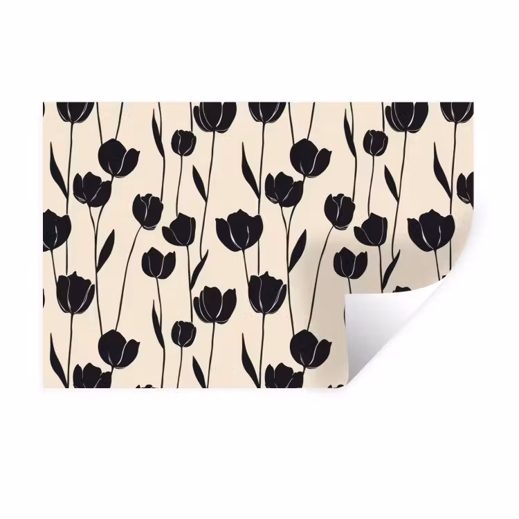 Tulpen - Patroon - Zwart Muursticker klein 286 -3d