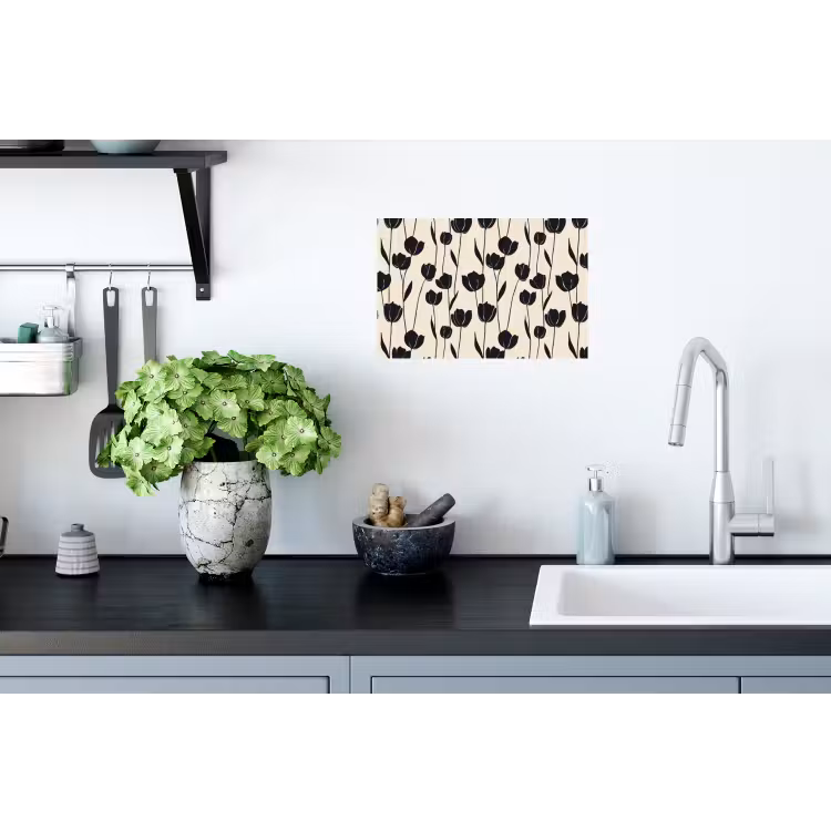 Tulpen - Patroon - Zwart Muursticker klein 286 -keuken